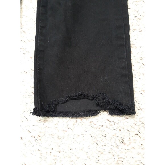 30 Levi's 724 High Rise 90s Distressed Straight Crop Raw Hem Black - Picture 6 of 11